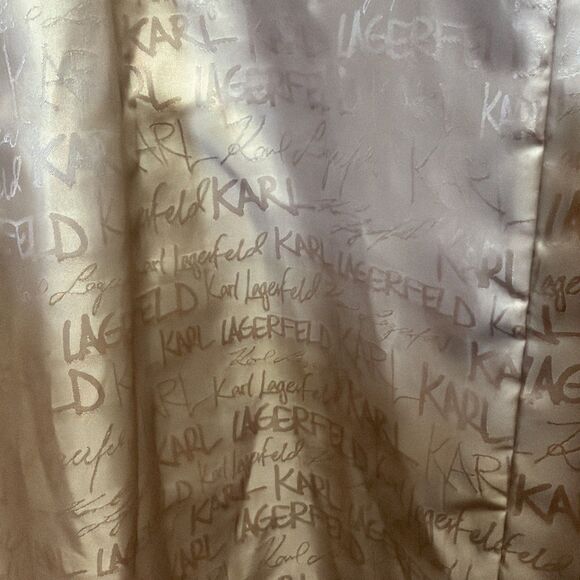 Karl Lagerfeld Paris Tan Hooded Trench Coat Double Breasted  LG (flaw) - Picture 13 of 13